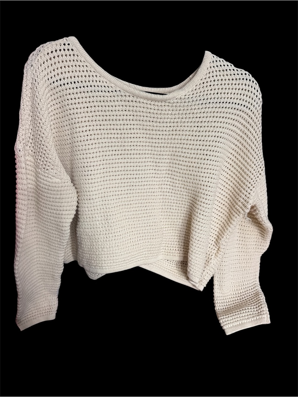 Billabong Cream Open-Knit Cropped Sweater
